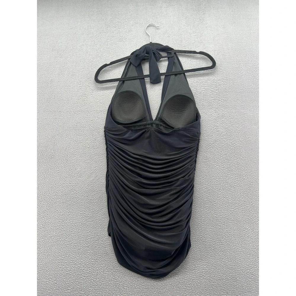 Magicsuit One Piece Swimsuit 12 Black Halter Ruched Swim Dress Tummy Control